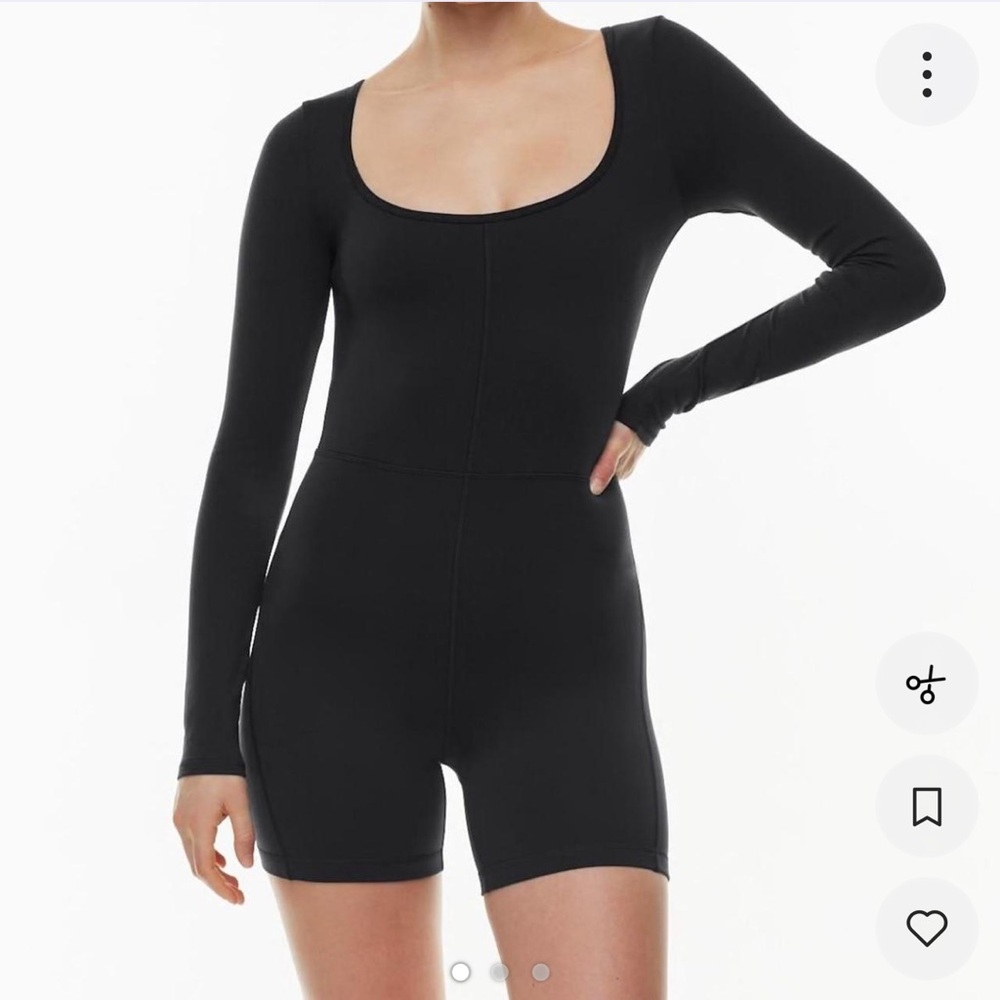 Aritzia Black Long-Sleeve Fitted Romper